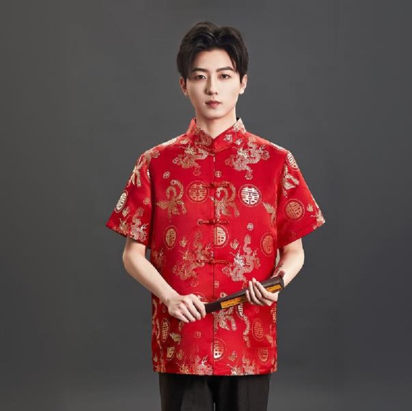 Mens Satin Silk Dress Shirt - Nueva camiseta de satén con bordados