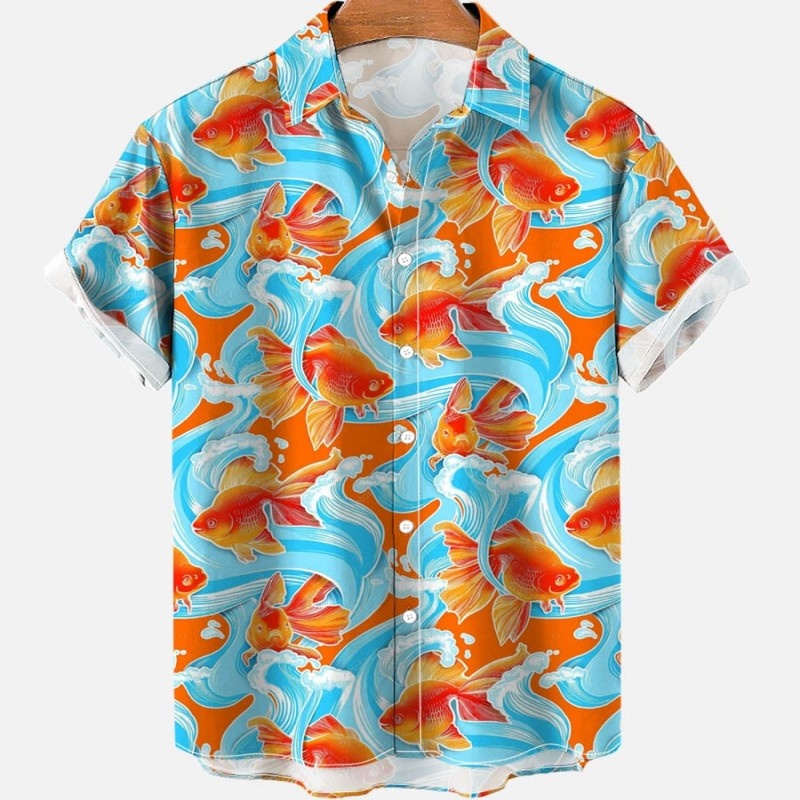 Camisa hawaiana de pescado Koi - Vintage Hawaiian Floral Shirt reseña y precio