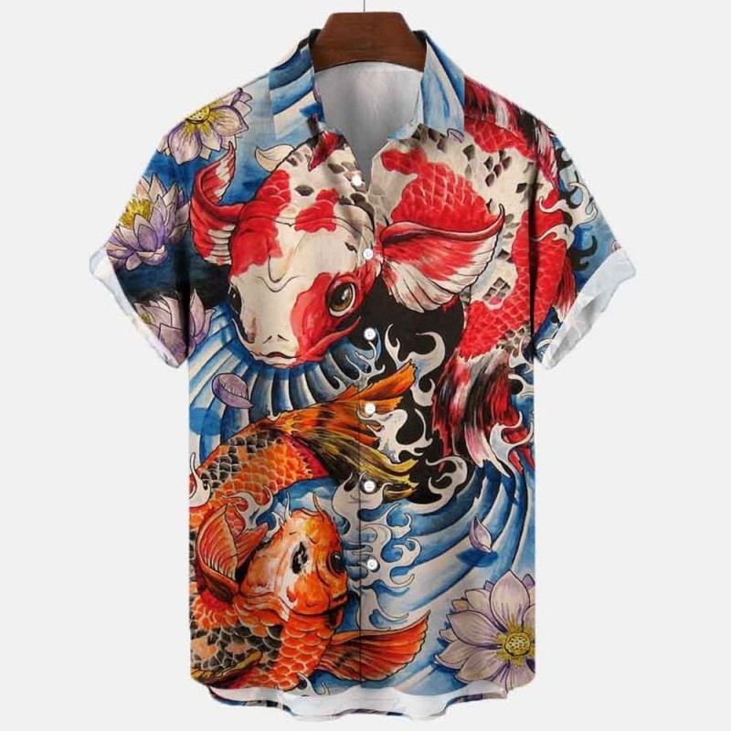 Camisa hawaiana de pescado Koi - Vintage Hawaiian Floral Shirt reseña y precio