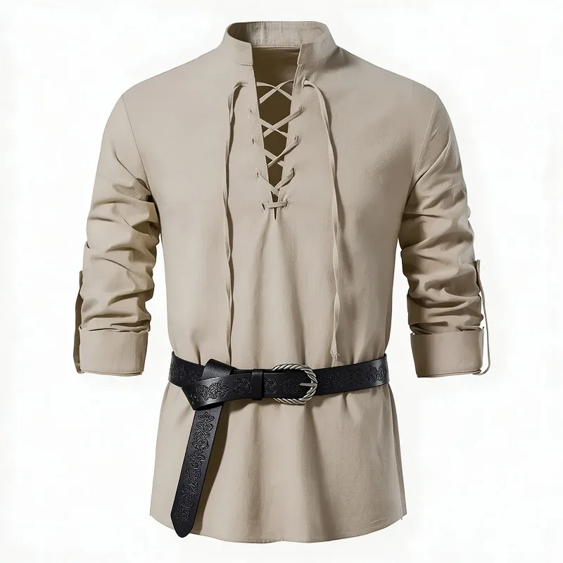 Camisa medieval vikinga para h - Medieval Gothic Lace Up Pirate Shirt reseña y precio