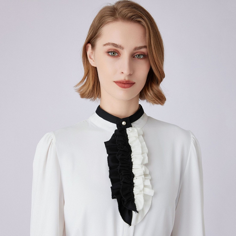 Cuello con volantes en blanco  - Shirts reseña y precio