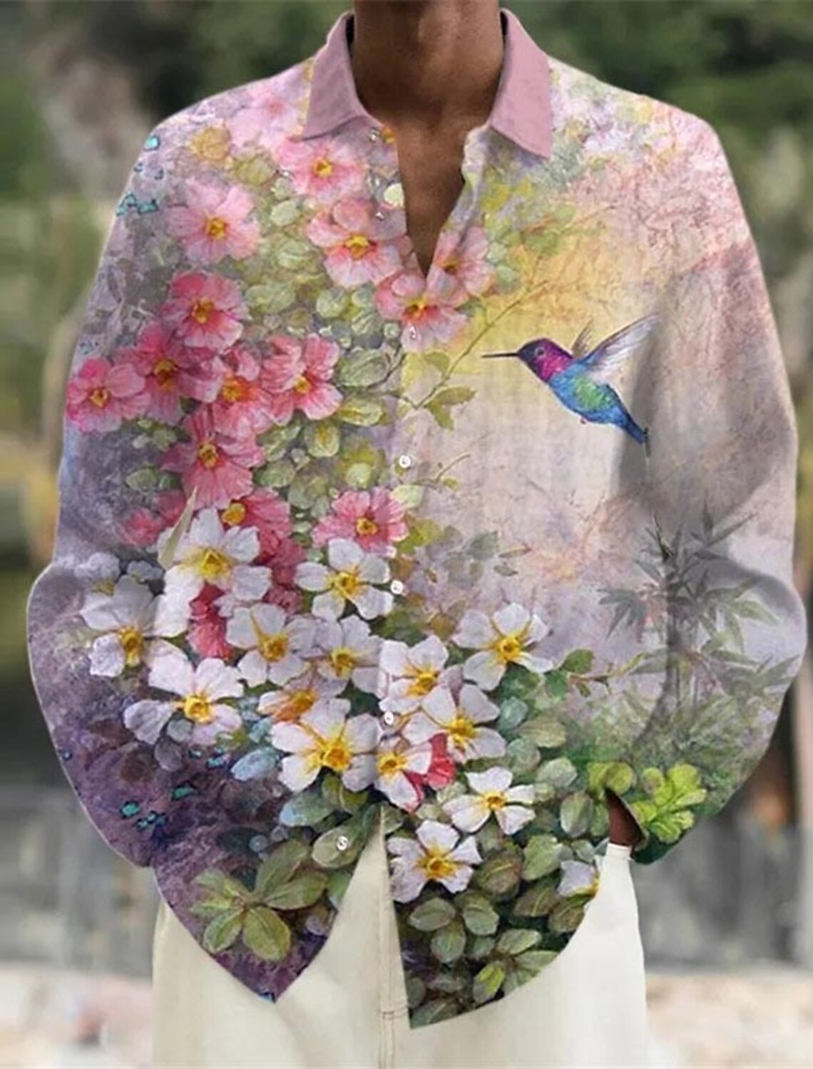 Camisa de lino con estampado F - Vintage Hawaiian Floral Shirt reseña y precio
