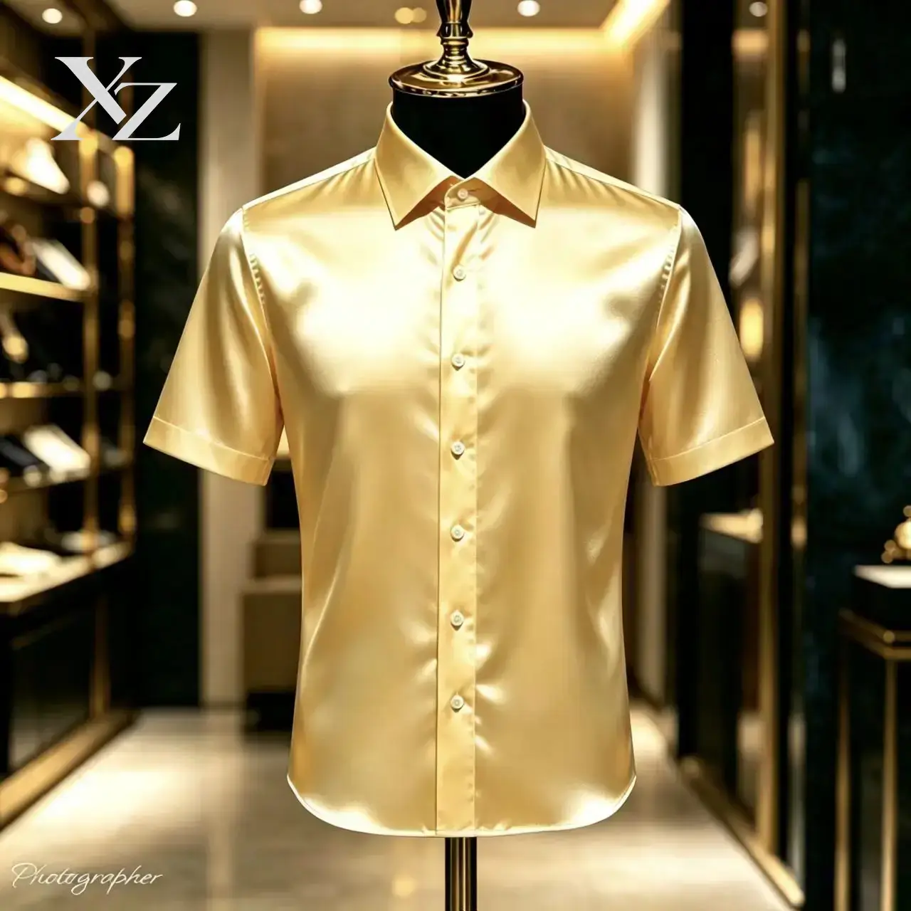 Camisa de Vestir de Manga Cort - Mens Satin Silk Dress Shirt reseña y precio